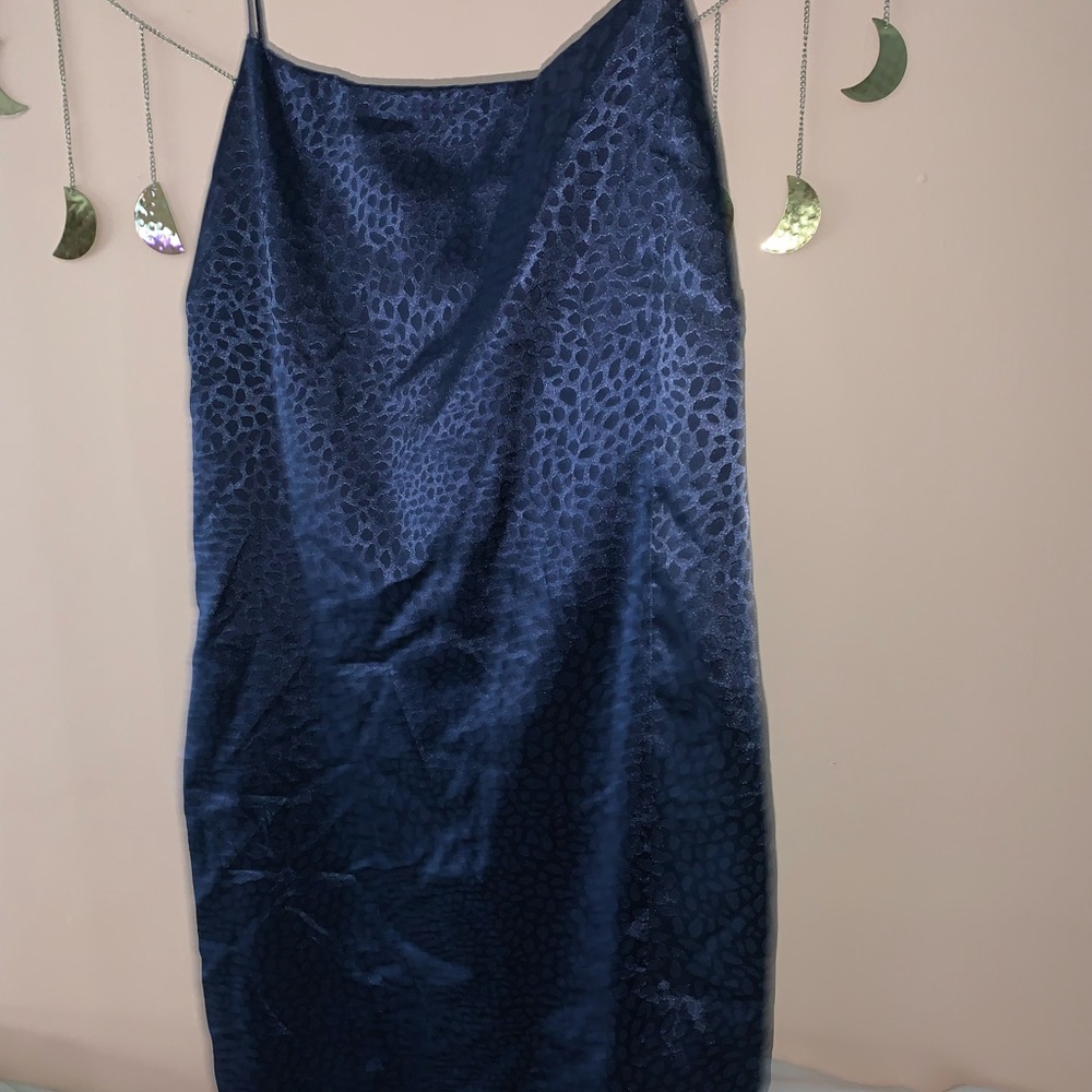 Blue silk mini dress